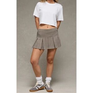 NWT American Eagle Outfitters Knit Low-Rise Pleated Houndstooth Print Skort